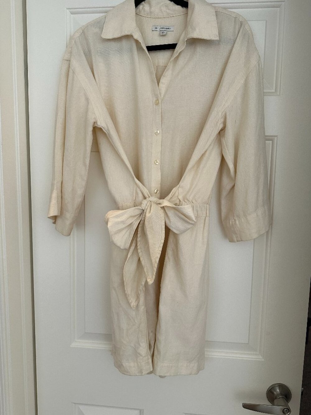 Free Assembly Rayon-Linen Blend Belted Shirt Dress